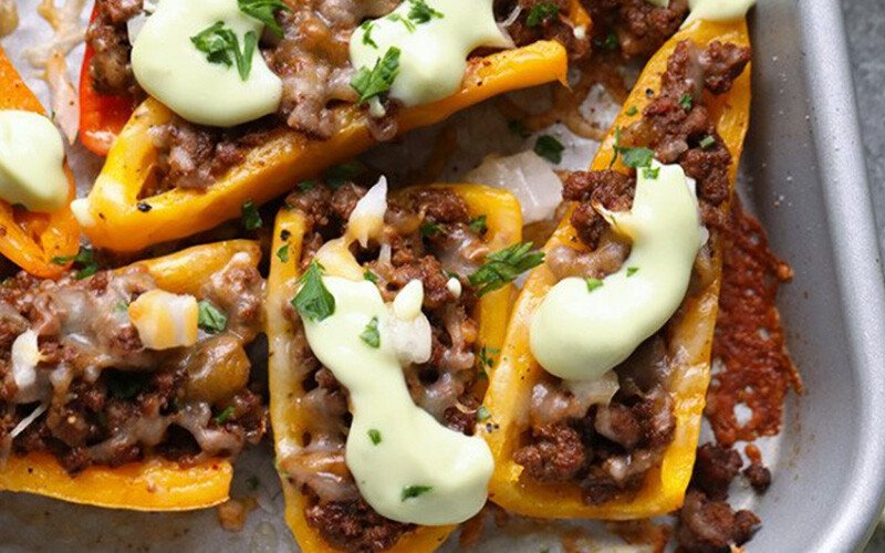Fajita Nachos with Avocado Crema